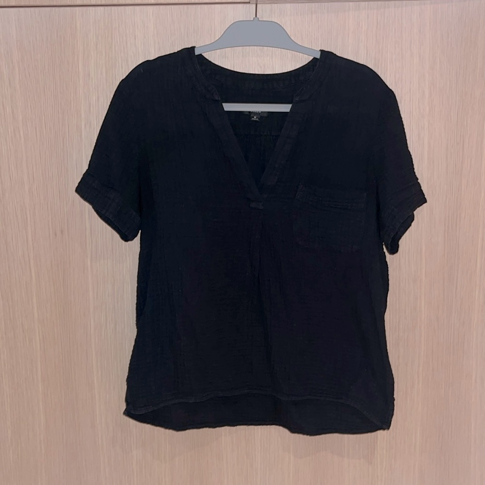 J. Crew Black Textured V-Neck Top